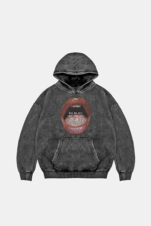 Love Your Self Oversize Unisex Washable Black Hoodie