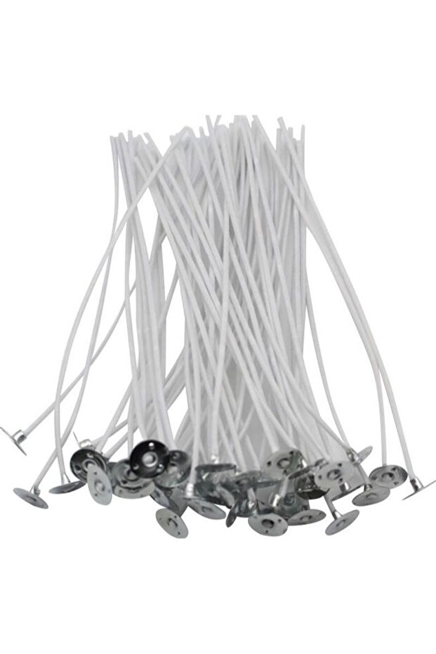 50 Piece Pre Waxed Candle Wicks White Silver