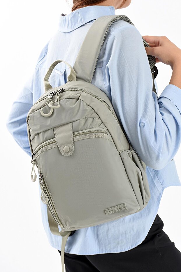 Ultra Hafif Şik ve Su Geçirmez Mini Sırt Çantası Açık Vizon Model: (571-13-9C) - 1