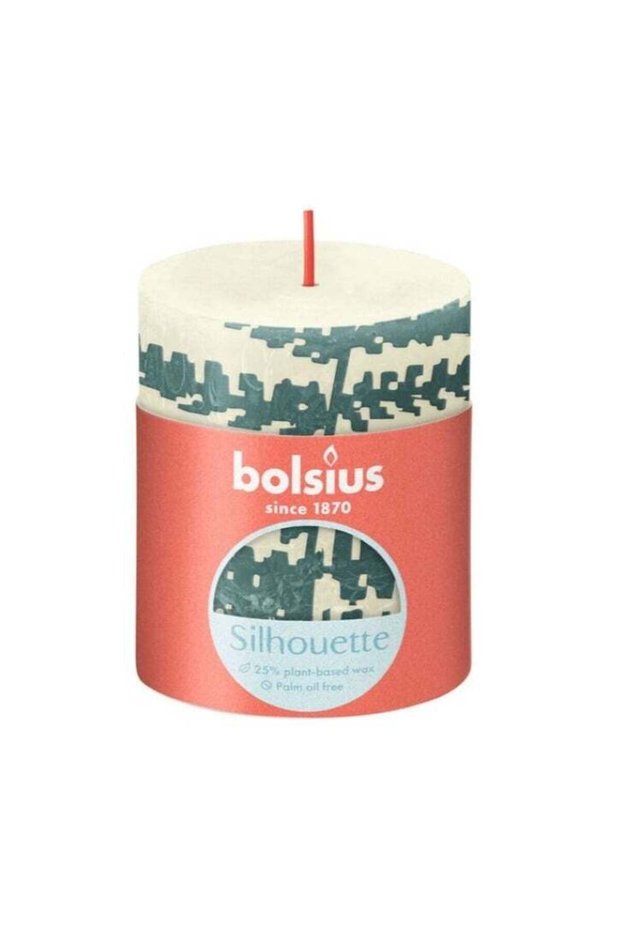 Silhouette Small Pillar Candle Printed Soft Pearl