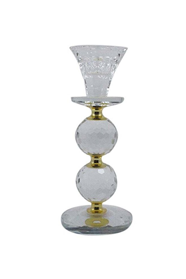 Crystal Candlestick Gold 15cm