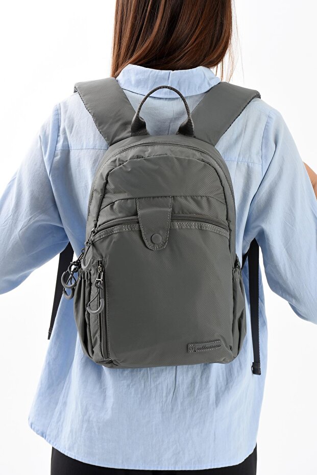 Ultra Hafif Şik ve Su Geçirmez Mini Sırt Çantası Açık Gri Model: (571-13-9C) - 4