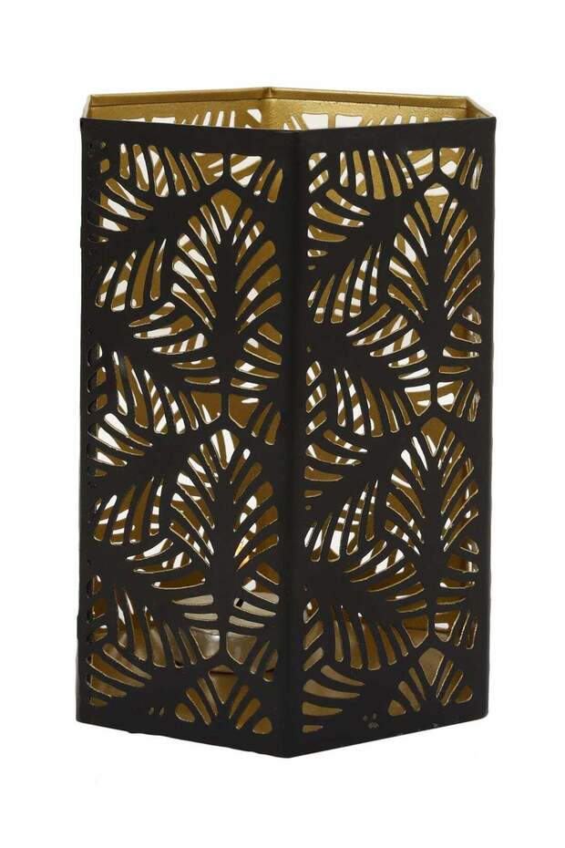 Lantern Metal T-Light Votive Medium Black 15x10.5cm