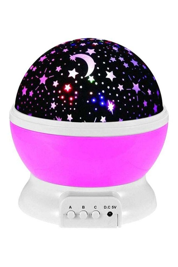 Star And Moon Rotating Projector Night Lamp Black/White/Purple 13x13x14.5cm
