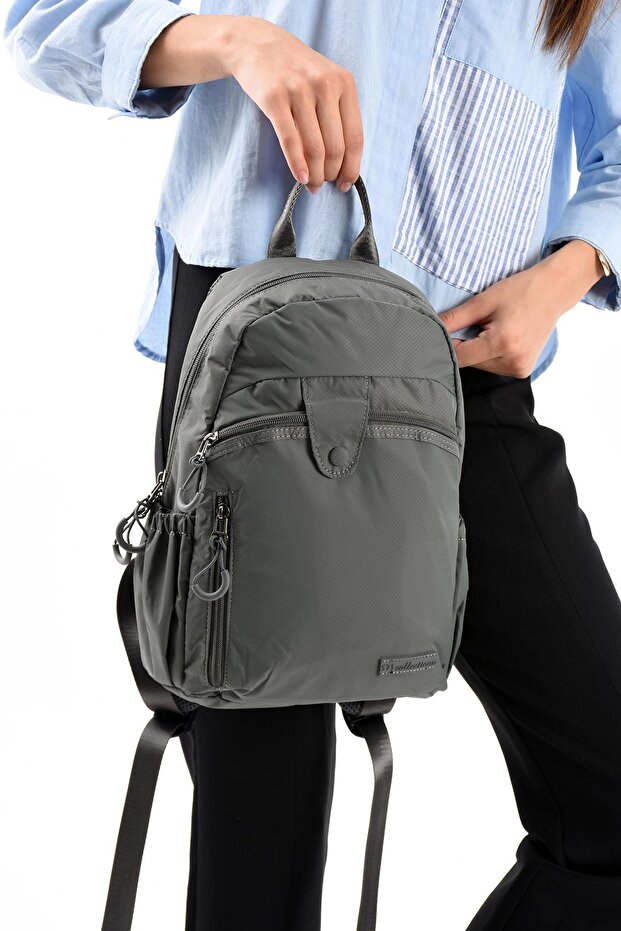 Ultra Hafif Şik ve Su Geçirmez Mini Sırt Çantası Açık Gri Model: (571-13-9C) - 3