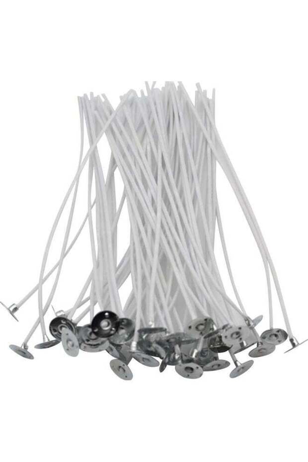 50-Piece Pre Waxed Wicks Candle White/Silver