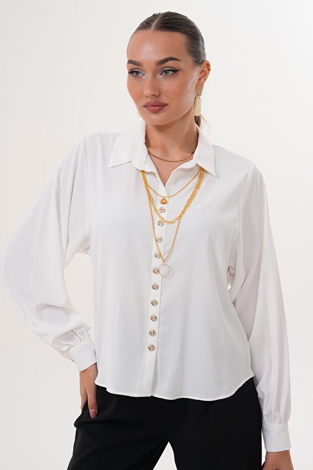 Kadın Kolye Detaylı Gömlek 255259 - - 2