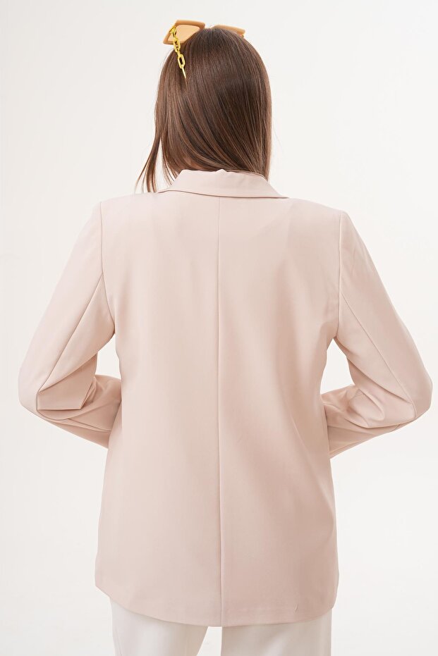 Kadın Tek Düğme Çift Cepli Blazer Ceket 255258 - - 5