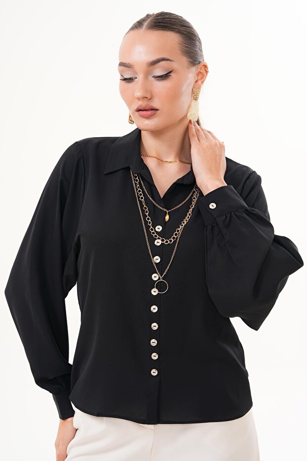 Kadın Kolye Detaylı Gömlek 255259 - - 1