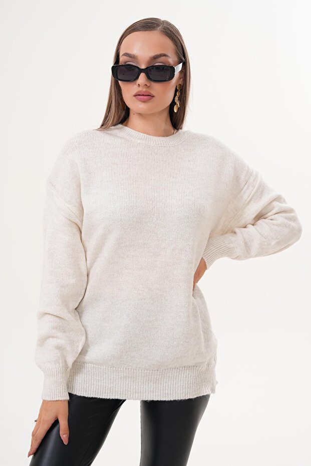 Kadın Bisiklet Yaka Triko Örme Salaş Kazak 255231 - - 4