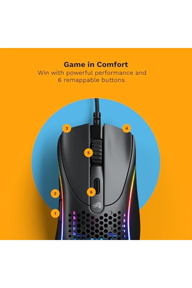 Gaming Wired Mouse D2 RGB Super Light Weight 58g Optical Sensor 26K DPI 6 Programmable Buttons 80M C - 4