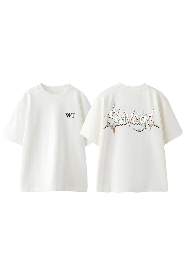 Savage Design Back Printed Cotton White Oversize T-Shirt