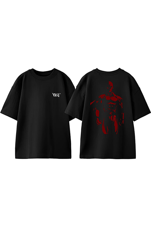 One Punch Man 7 Design Back Printed Cotton Black Oversize T-Shirt