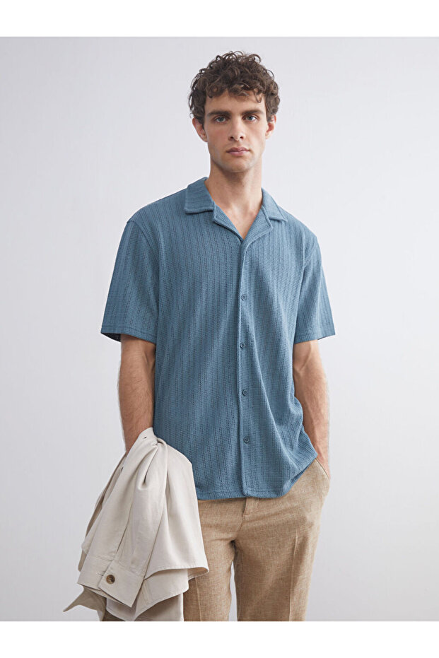 Regular Fit Collar Short Sleeve Men's Shirt