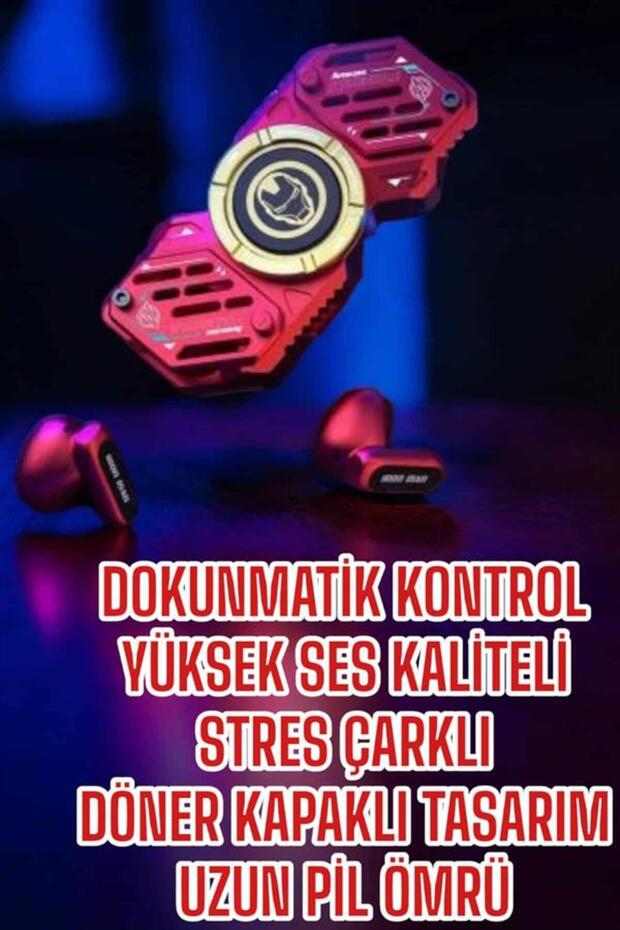 Stres Çarklı Bluetooth Kulaklık Kablosuz Kırmızı Yüksek Ses Kaliteli - 4