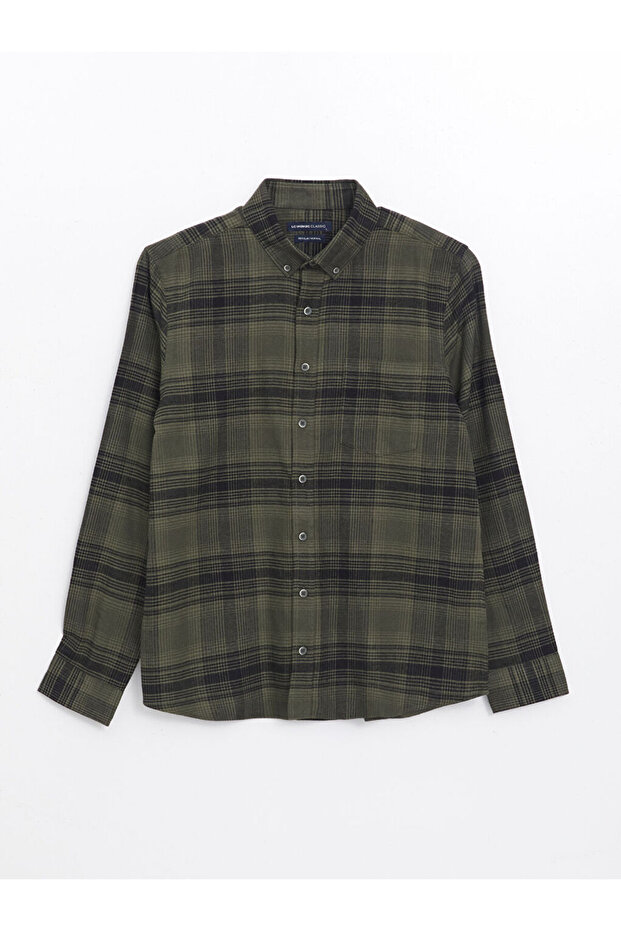 Regular Fit Uzun Kollu Ekose Poplin Erkek Gömlek - 5