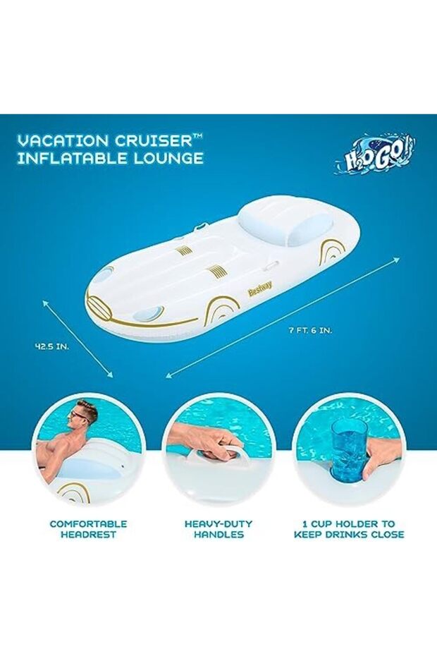 H2OGO! Deluxe Comfort Plush Pool Floats | Single and Double Lounges and Loungers for Adults - 4