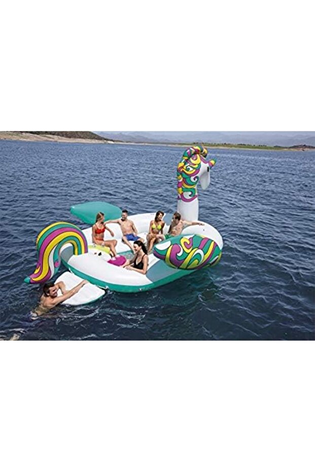 H2OGO! Giant Unicorn Floating Island Raft | Giant Inflatable Pool Float for Adults | Includes Mesh-B - 6