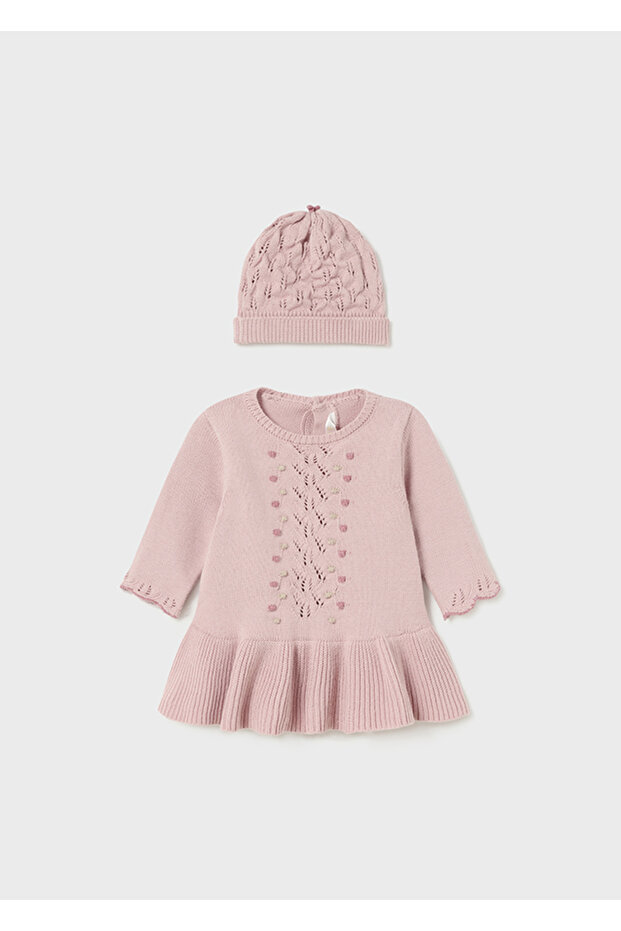 kız bebek elbise şapka set - 4