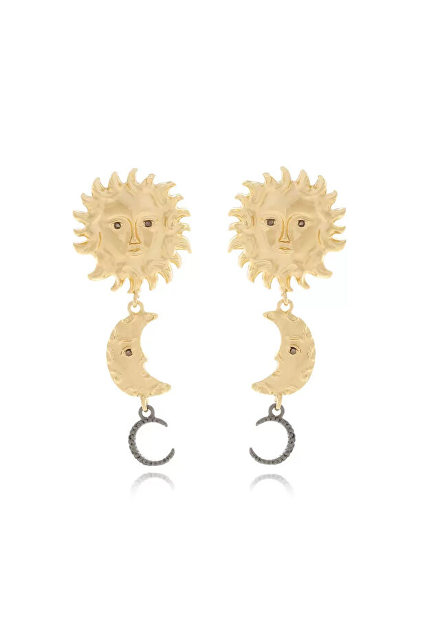 Gold Sun Moon Za Earrings