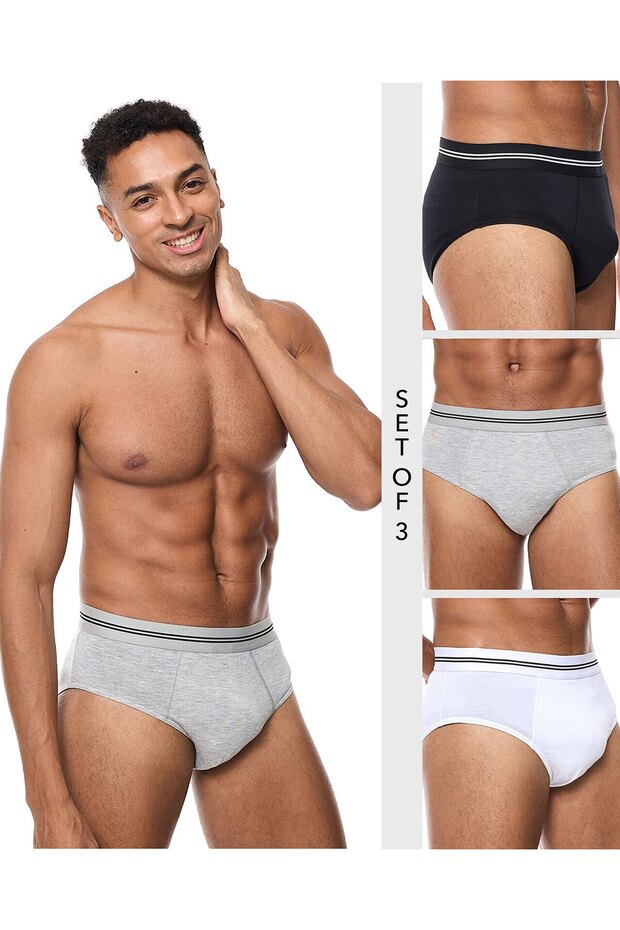 3 Pack Solid Briefs - 1