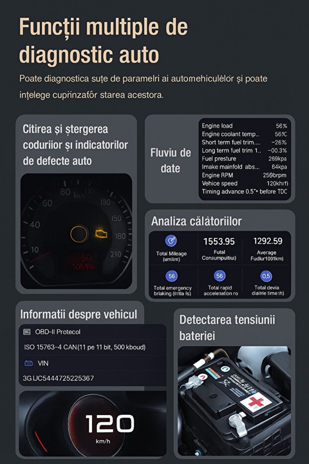 DA200 OBD2 Car Diagnostic Tester with AI App, Reset Error Codes, Real-Time Data, - 11