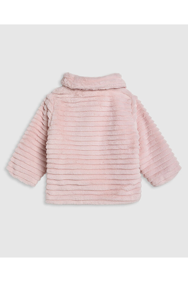 Plush Collared Jacket with Button Closure - 2