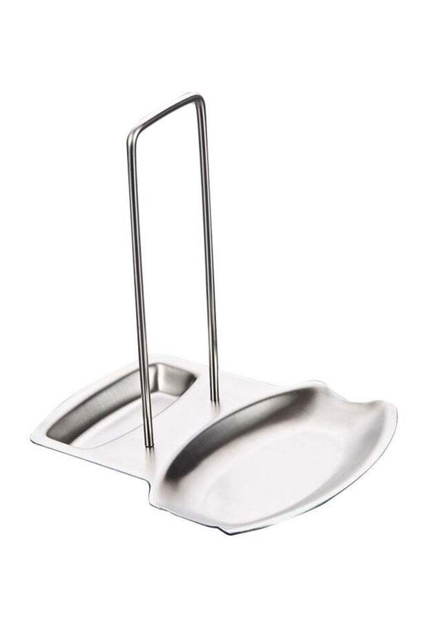 Stainless Steel Spoon Rest and Pot Lid Holder Silver