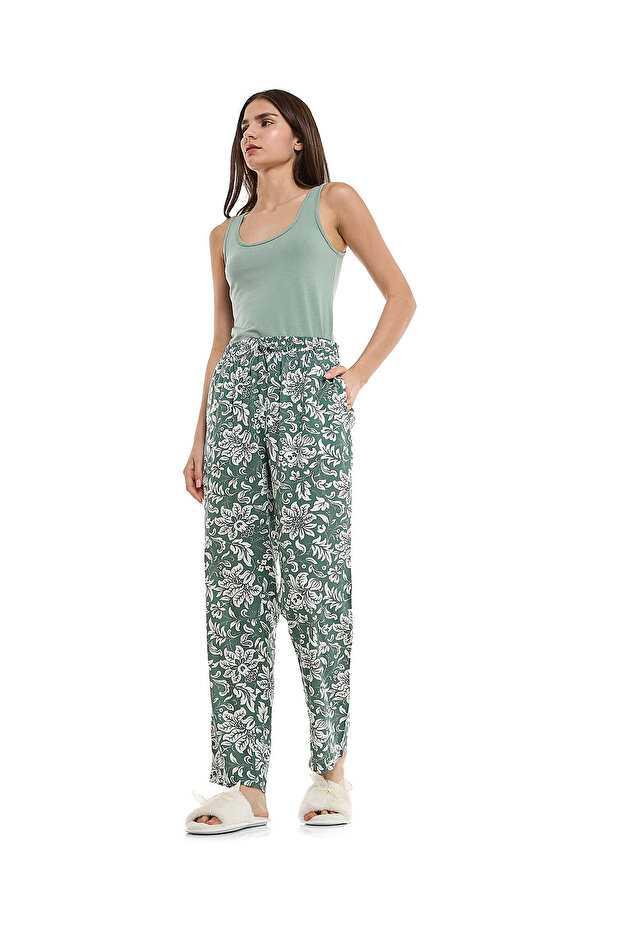 Patterned Lounge Pants with Drawstring Waist