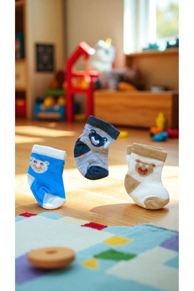 Mi̇lays Baby Kids Baby Boy Cotton Socks 0-3 Months
