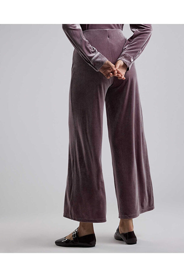 Solid Wide Leg Pants with Drawstring Waist - 4