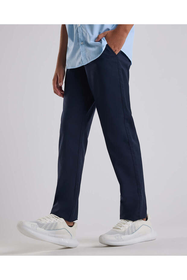 Solid Pants with Button Closure - 3