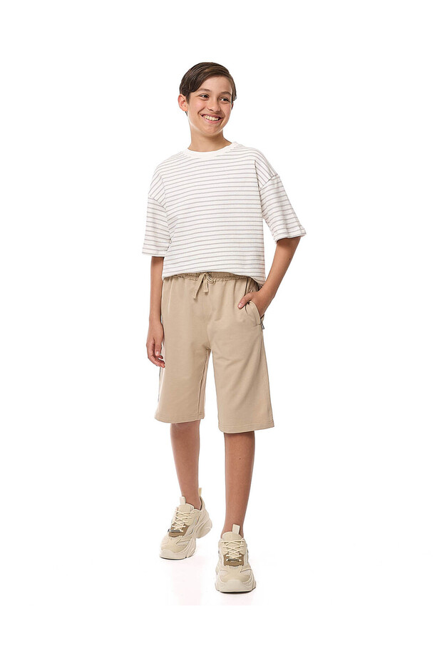 Solid Shorts with Drawstring Waist - 1