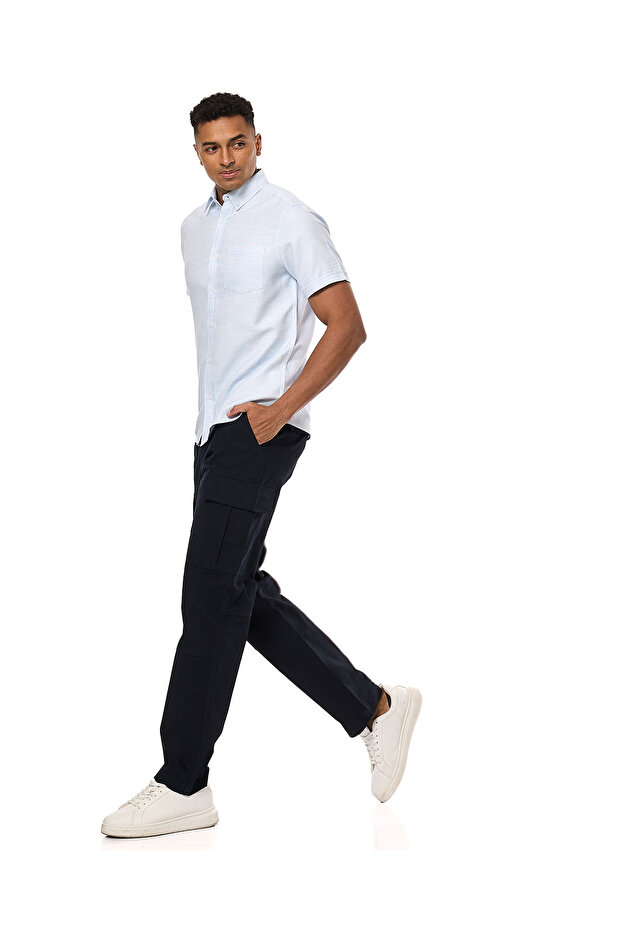 Solid Cargo Pants with Button Closure - 1