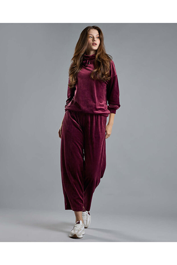 Ribbed Lounge Pants with Drawstring Waist