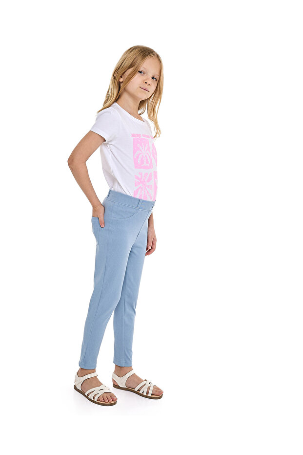 بنطال ضيق سادة بخصر مطاطي
