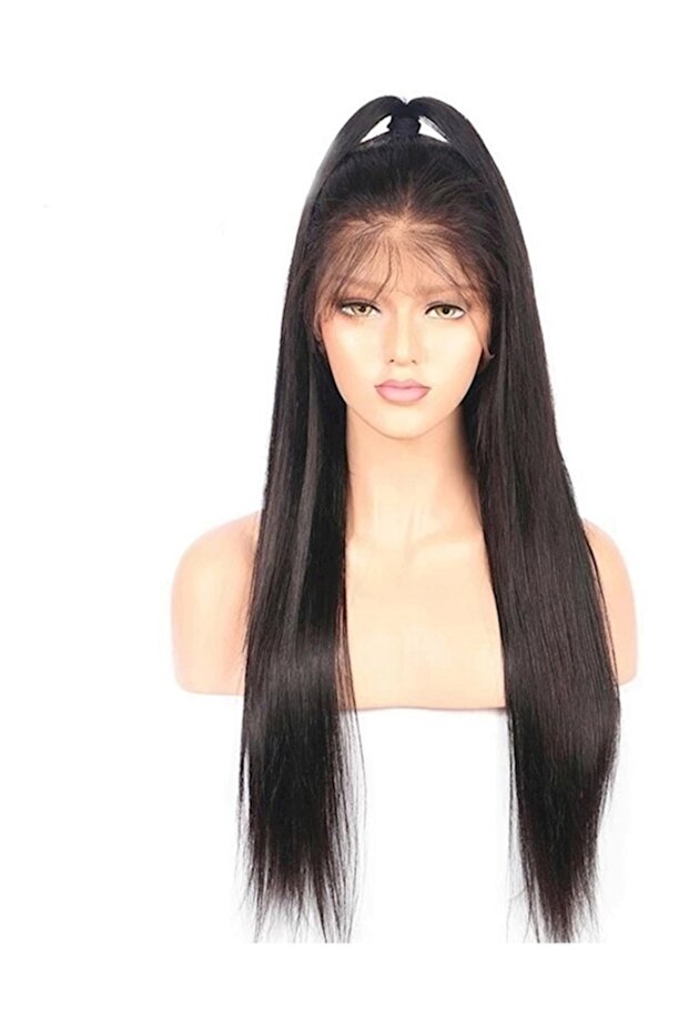 Front Real Silk Hair Wig Black