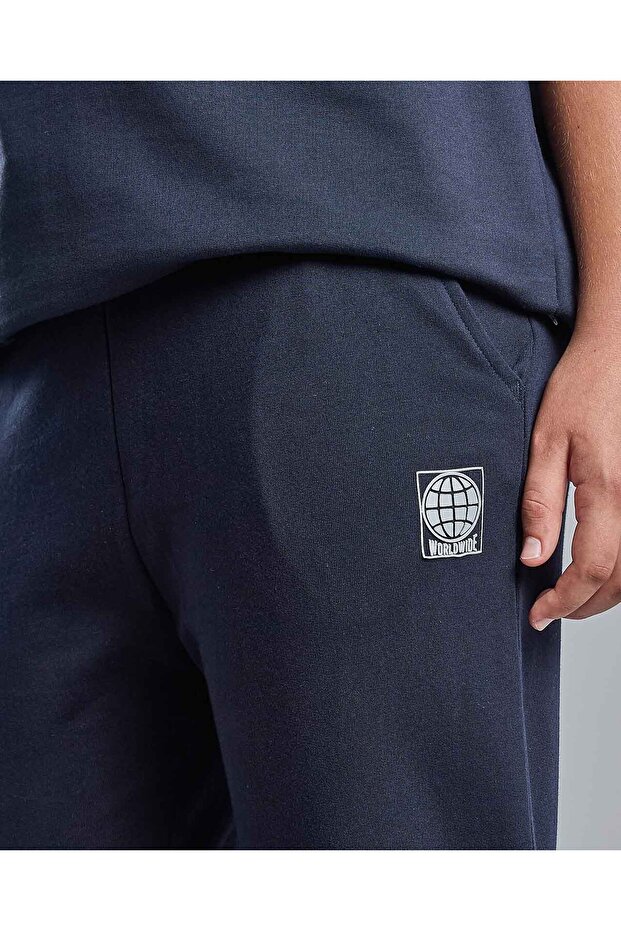 Print Detail Joggers with Elastic Waist - 4