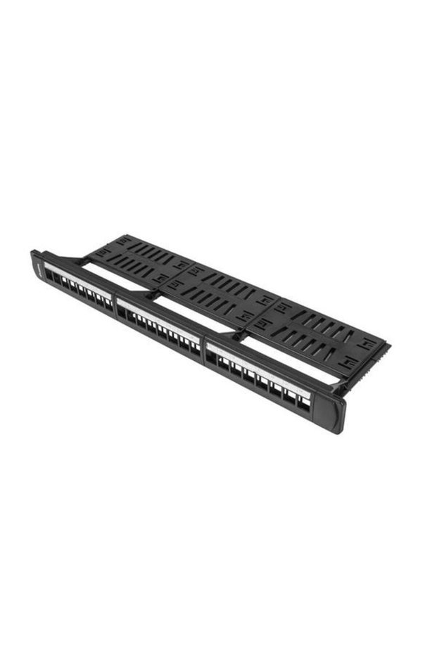 Keystone Patch Panel 19'' με organizer, 24 θύρες 1U, μαύρο