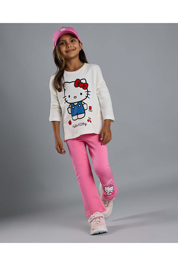 Hello Kitty Print Flared Pants with Elastic Waist - 1