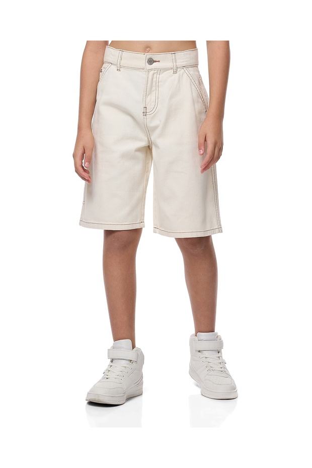 Solid Shorts with Button Closure - 2
