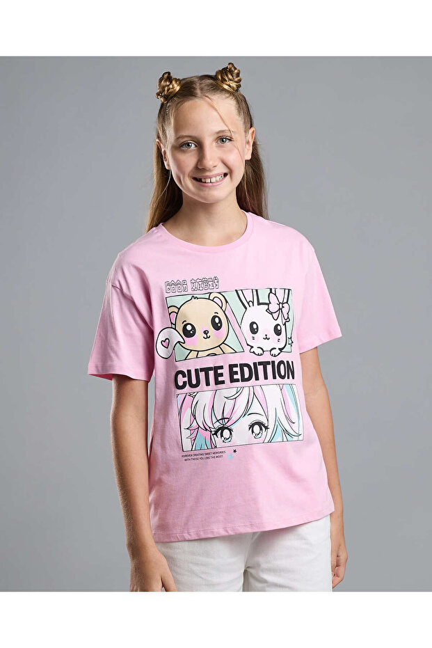 Printed T-Shirt with Crew Neck and Short Sleeves