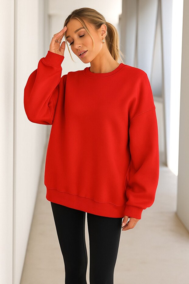 3 Yarn Combed Cotton Women's Solid Color Sweatshirt
