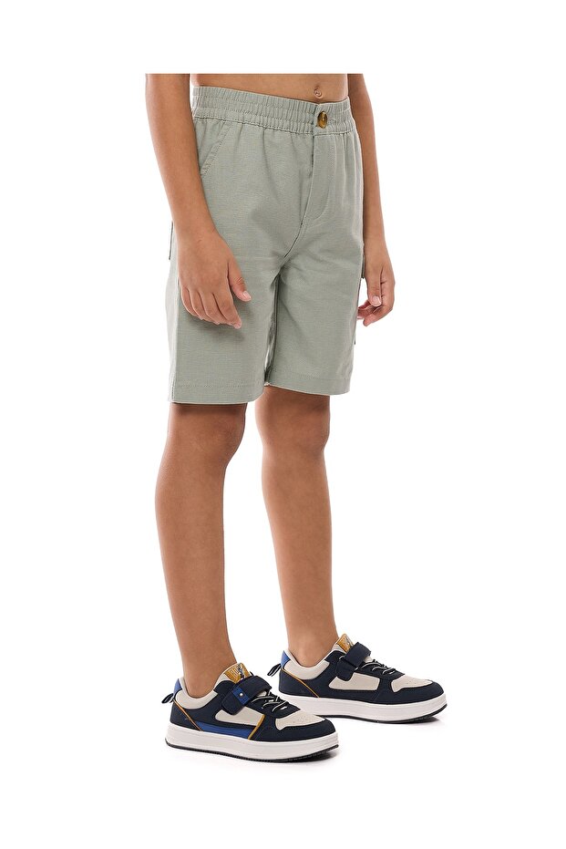 Solid Cargo Shorts with Button Closure - 4