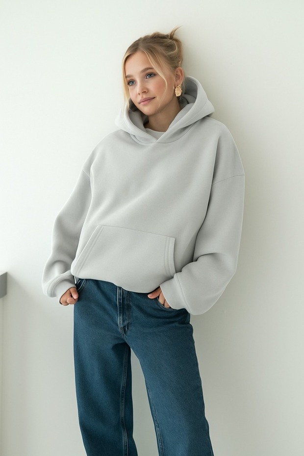 3 Yarn Combed Cotton Women's Solid Color Sweatshirt