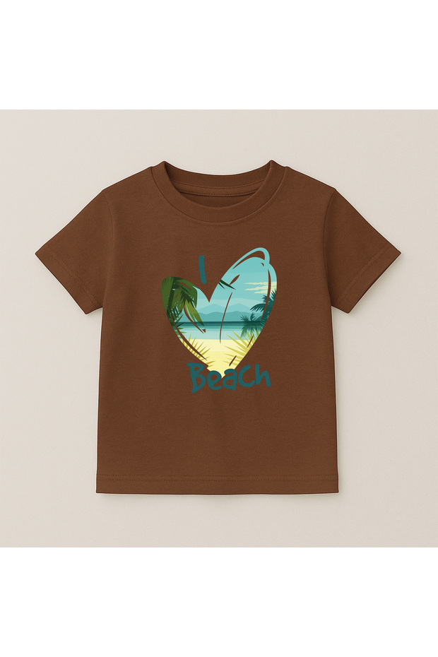 Beach Crew Neck 100% Cotton Printed Short Sleeve Children's and Teenage T-Shirt