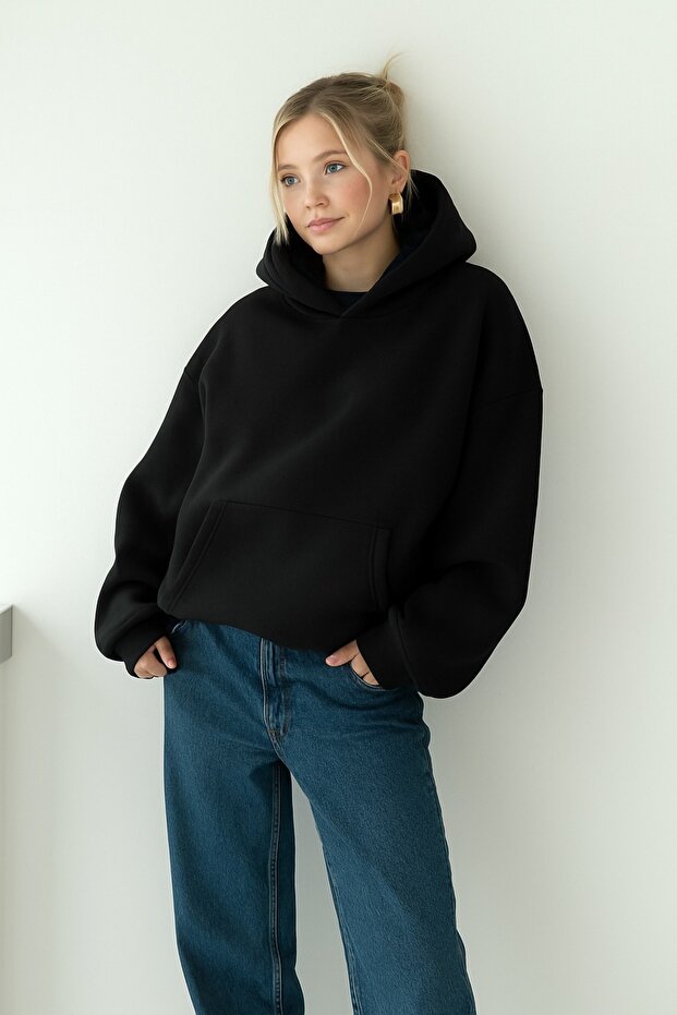 3 Yarn Combed Cotton Women's Solid Color Sweatshirt