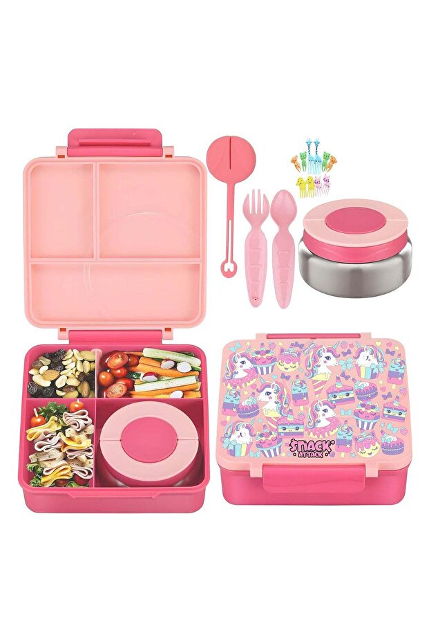 SA Bento Lunch Box for Kids School with 9.7oz Soup Thermos, Leak-proof Lunch Containers