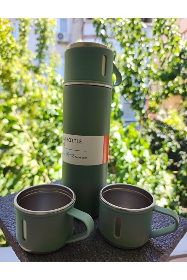 Paslanmaz Çelik Bardaklı Termos Seti 500 ML