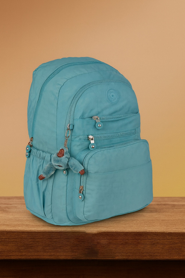 Crinkle Fabric Large Internal Volume Casual Middle School High School School Turquoise Backpack